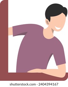Outline Illustration of Faceless Peeping Character. Vector design
