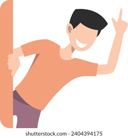 Outline Illustration of Faceless Peeping Character. Vector design
