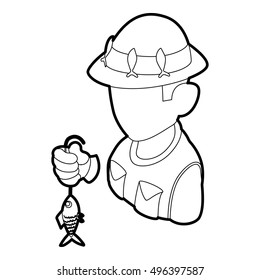 Outline illustration of fisherman vector icon for web