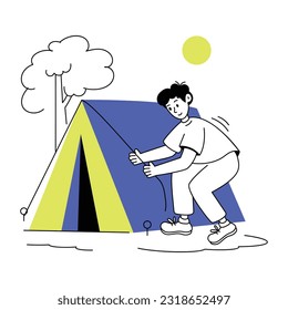 An outline illustration of fixing camp 