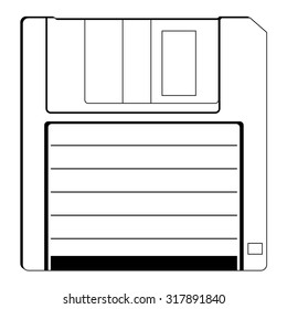 outline illustration of floppy, computer equipment