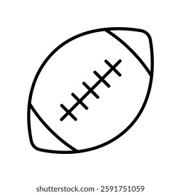 Outline Illustration of a Football with Detailed Stitches in Monochrome