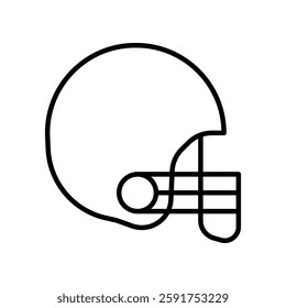 Outline Illustration of a Football Helmet for Sports and Safety Themes