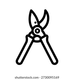 Ilustração de contorno de tesouras de poda de jardim, uma ferramenta para cortar plantas e ramos