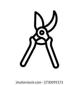 Ilustração de contorno de tesouras de poda de jardim, uma ferramenta para cortar plantas e ramos