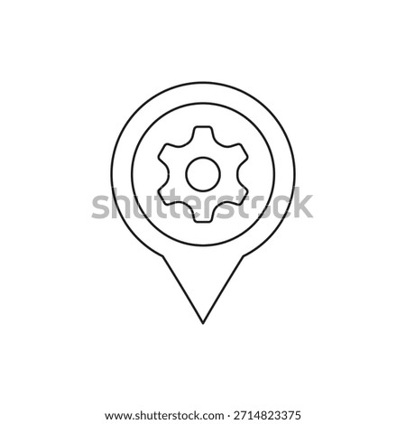 Outline illustration of a gear wheel inside a shield with an X mark.
