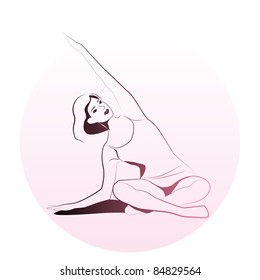 outline illustration of girl doing stretching exercise