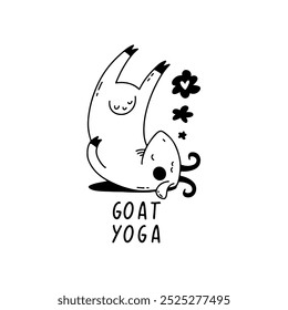 outline illustration of goat yoga