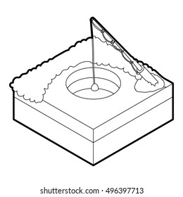 Outline illustration of hole for ice fishing vector icon for web