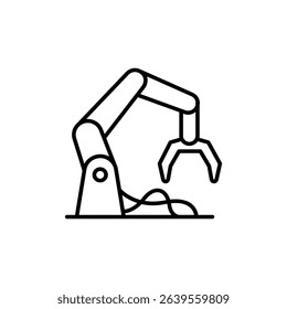 Outline Illustration Of An Industrial Robot Arm With A Claw