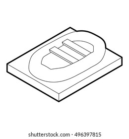 Outline illustration of inflatable boat vector icon for web