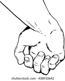 Outline illustration of inside of partially open empty hand holding something
