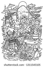 outline illustration of japan cultures