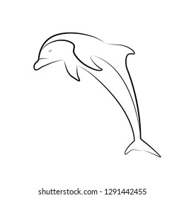 Outline Illustration Jumping Dolphin Line Art: เวกเตอร์สต็อก (ปลอดค่าลิขสิทธิ์) 1291442455