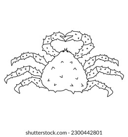 Outline illustration of King crab. Vector line art illustration.