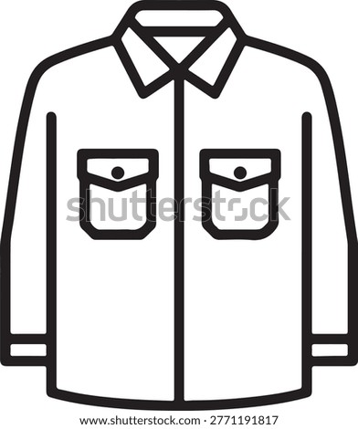 Outline illustration of a long sleeved button up shirt with two chest pockets button up long sleeve business casual apparel icon clothing icon fashion garment wardrobe clothing