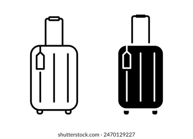 Outline Illustration of Luggage Bags with Tags in Two Styles