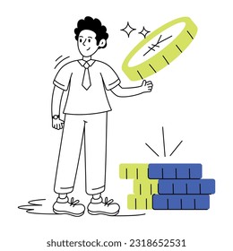 An outline illustration of manager salary