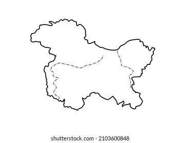 Outline 	
illustration of map of Union Territory Jammu  Kashmir and Ladakh icon isolated on white background