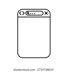 Ilustración de esquema de un navegador minimalista o interfaz de ventana de aplicación para Búsqueda digital y conceptos de desarrollo de Web