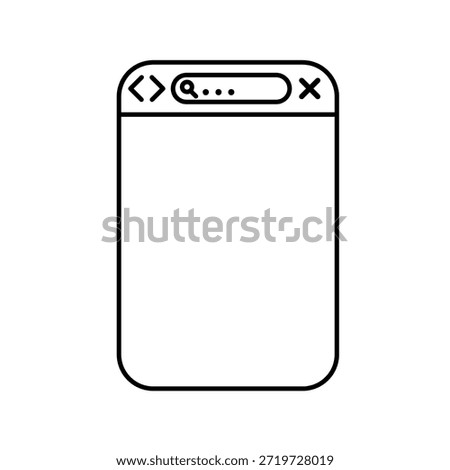 Outline Illustration of a Minimalist Browser or Application Window Interface for Digital Search and Web Development Concepts