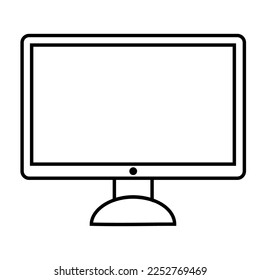 Outline illustration of monitor, screen or display. Vector sign or pictogram, logo isolated on white.