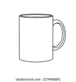 Outline illustration with mug. Vector Stock illustration. Copy space.