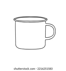 Outline illustration with mug. Vector Stock illustration. Copy space.