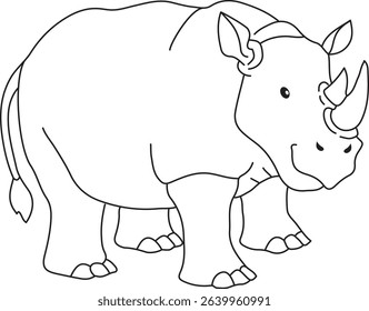 an outline illustration of a one-horned rhinoceros