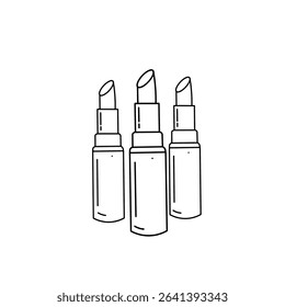 An outline illustration of an open lipstick, showing the tip of the product.