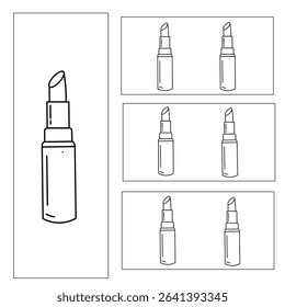 An outline illustration of an open lipstick, showing the tip of the product.