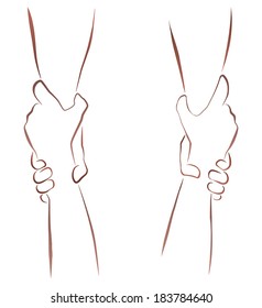 Outline Illustration Of A Pair Of Forearms In A Rescuing Grip.