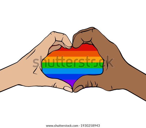 Outline Illustration Pair Human Hands Rainbow Stock Vector Royalty Free 1930258943 Shutterstock