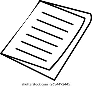 Outline illustration of paper for designs, websites, advertising, social media. Use this file icon for business or personal needs. Isolated on white.