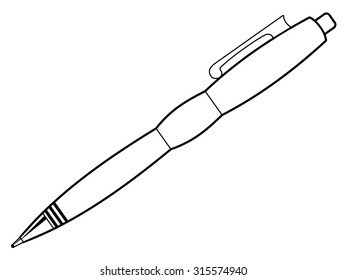 outline illustration of pen, writing tool
