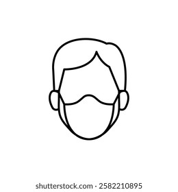 Outline Illustration of Person Wearing Face Mask