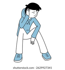 esboço ilustração de uma pessoa que está se sentindo estressada e tem má saúde mental