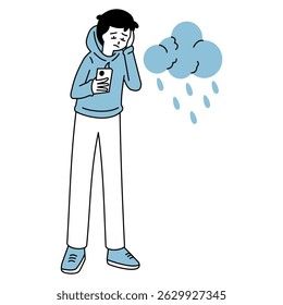 esboço ilustração de uma pessoa que está se sentindo estressada e tem má saúde mental