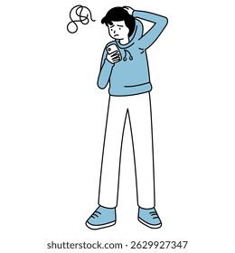 esboço ilustração de uma pessoa que está se sentindo estressada e tem má saúde mental