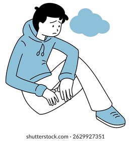 esboço ilustração de uma pessoa que está se sentindo estressada e tem má saúde mental