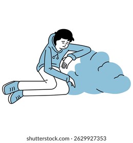 esboço ilustração de uma pessoa que está se sentindo estressada e tem má saúde mental