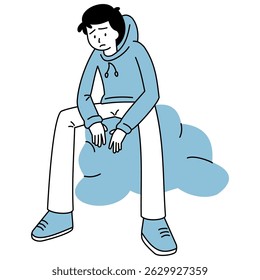 esboço ilustração de uma pessoa que está se sentindo estressada e tem má saúde mental