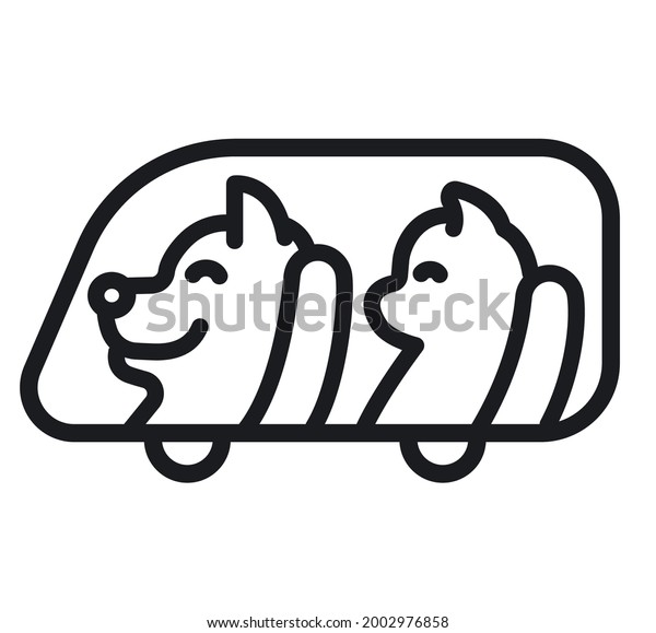 outline illustration of the pets in a car logo\
for pet transportation\
service