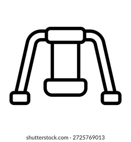 Ilustración de contorno de un columpio de patio de recreo utilizando líneas negras delgadas. Símbolo de juego al aire libre simple diseñado para temas de educación de los niños, imágenes del parque y diseños relacionados con la actividad.