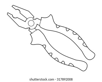 outline illustration of pliers, tool for fix