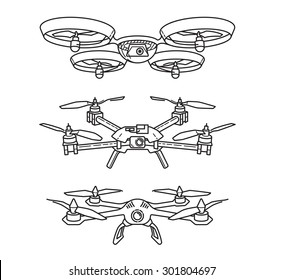 Outline illustration of quadcopters