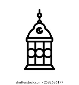 Outline illustration of a Ramadhan hanging lantern, representing Islam and Eid Fitri traditions. Ideal for festive and cultural projects.
