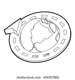 Outline illustration of road around earth globe vector icon for web