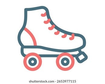Outline illustration of roller skates. Perfect for retro, sporty, or fun design projects. Simple and clean design.