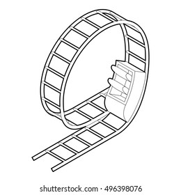 Outline illustration of rollercoaster vector icon for web